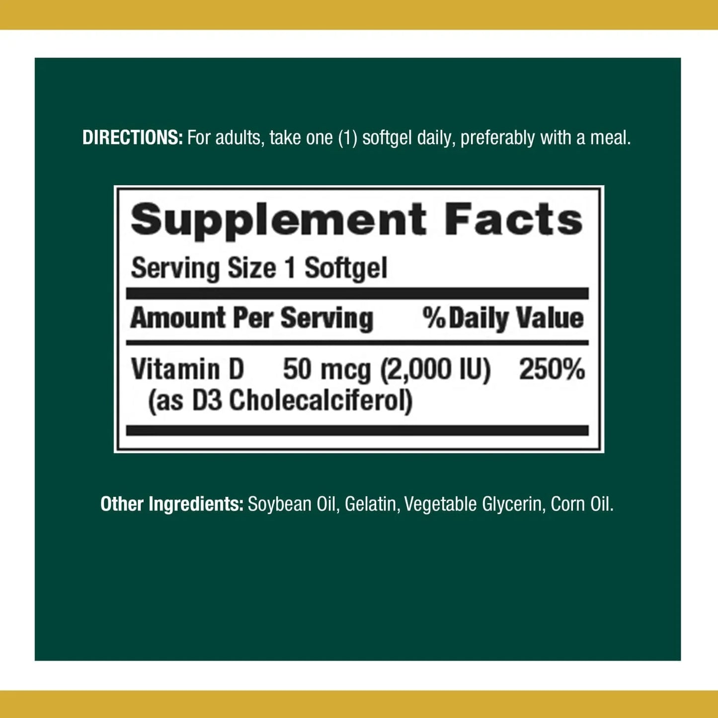 Nature’s Bounty Vitamin D3 2000 IU Softgels – 150 Count - Exotic Pro