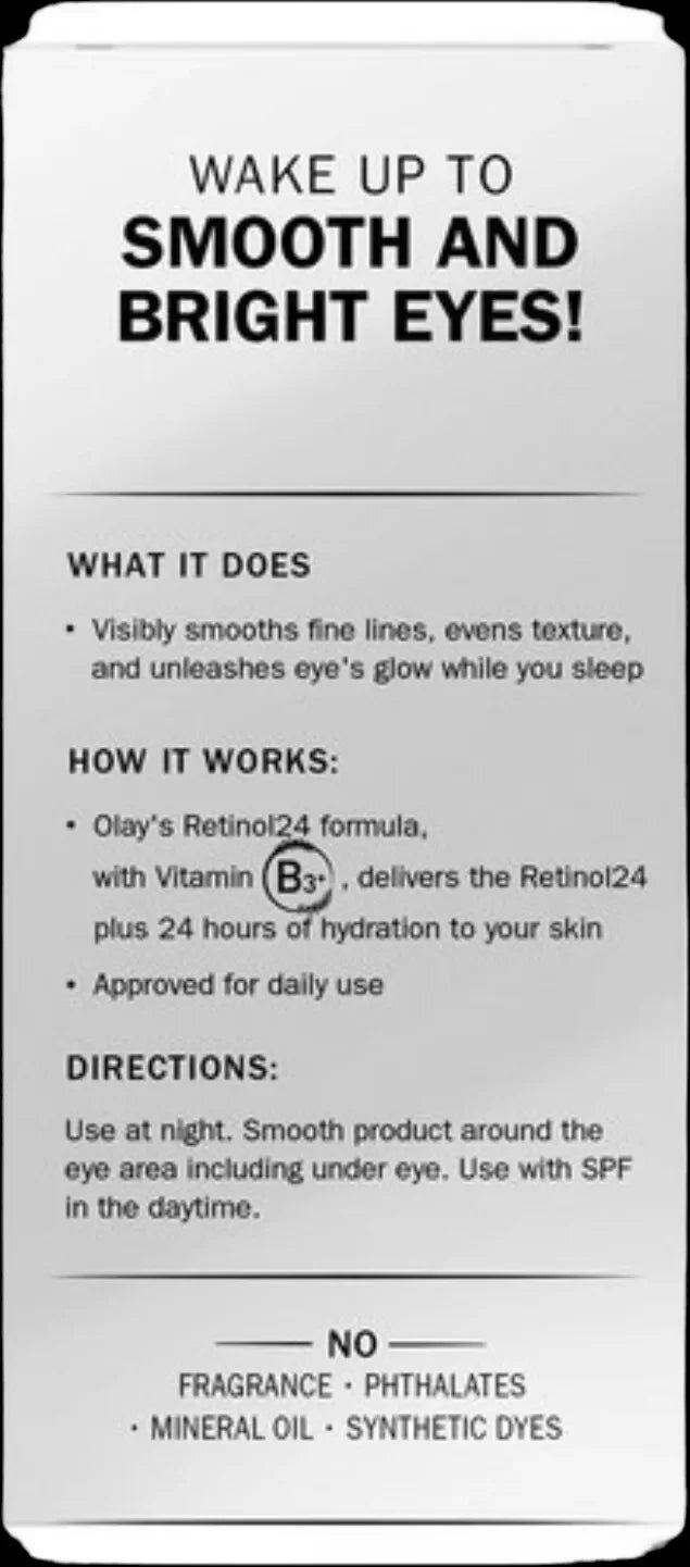 Olay Retinol 24 Night Eye Cream, Fragrance-Free, Normal Skin, 0.5 fl oz - Exotic Pro