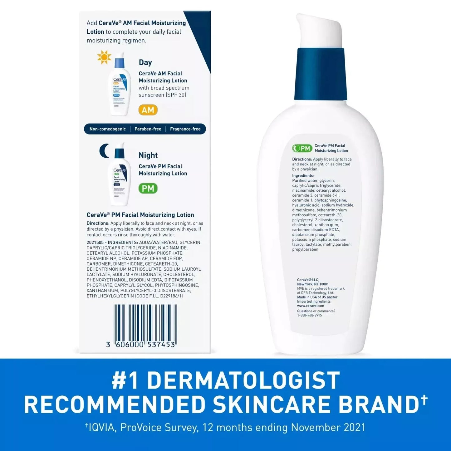 Cerave Facial Moisturizing Lotion, PM, Oil Free & Ultra Lightweight Face Lotion, 3 fl oz - Exotic Pro
