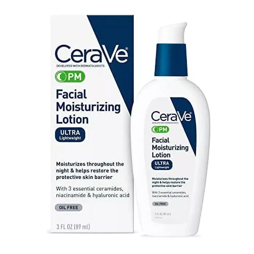 Cerave Facial Moisturizing Lotion, PM, Oil Free & Ultra Lightweight Face Lotion, 3 fl oz - Exotic Pro