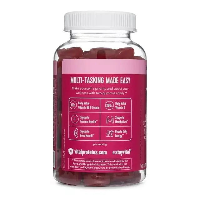 VITAL PROTEINS Women's Raspberry Multi-Vitamin Gummies-Metabolism/Energy - 90 Ct - Exotic Pro