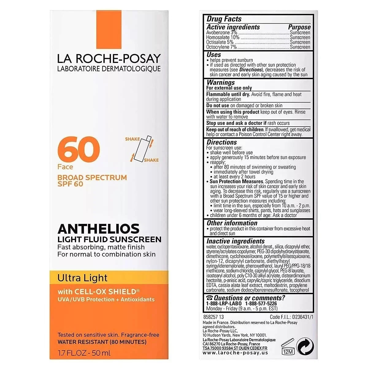 La Roche-Posay Anthelios Ultra Light Face Sunscreen SPF60, 1.7 fl. oz - Exotic Pro