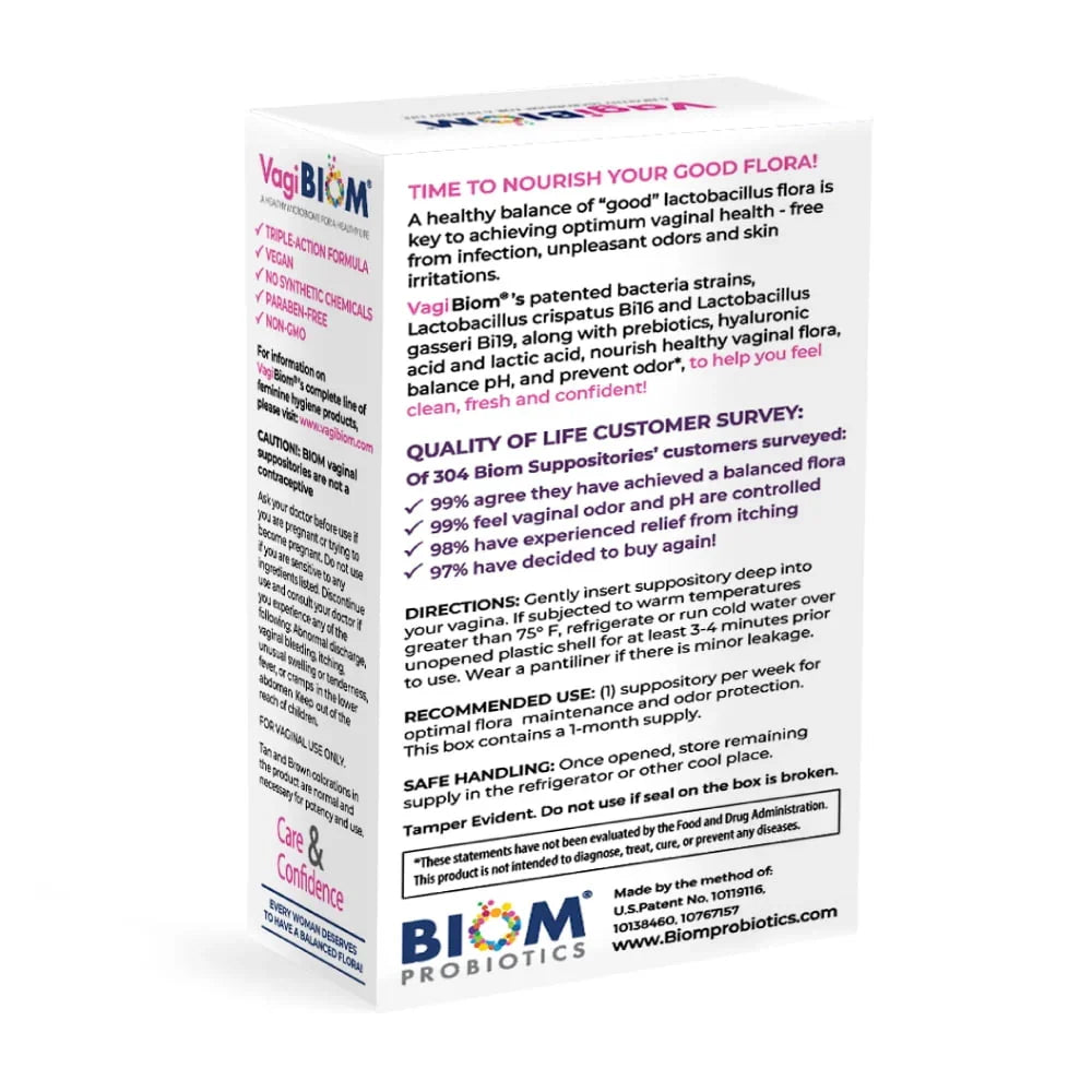 Vagibiom Biom Probiotics Vaginal Suppository, Fragrance-Free, 5-Count - Exotic Pro