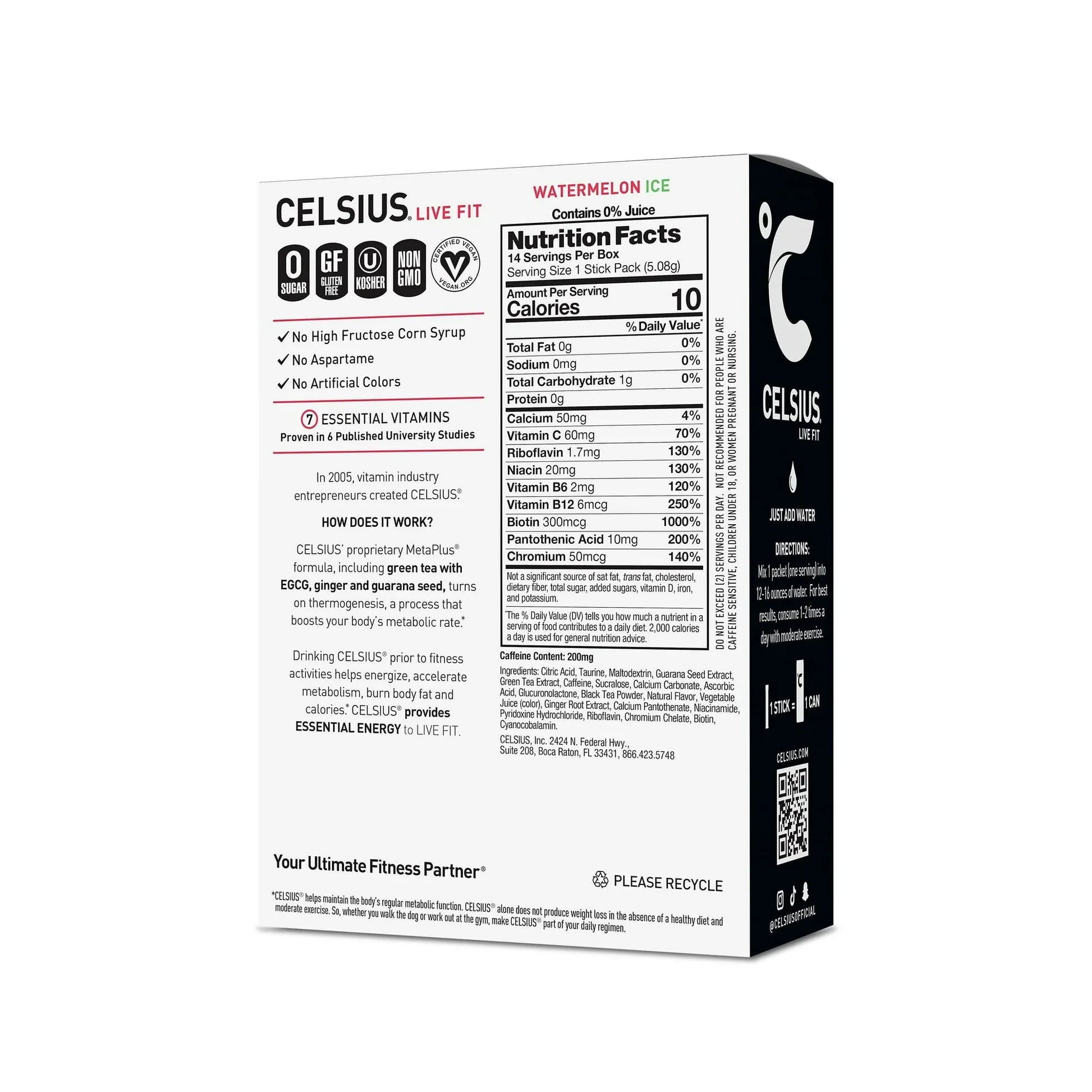 CELSIUS On-The-Go Energy Drink Mix Watermelon Ice | 14 Stick Packs - Exotic Pro