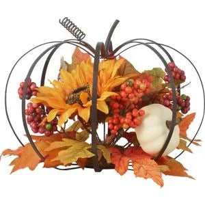 Fall Fest 12" Wire Pumpkin Decor – Rustic Autumn & Thanksgiving Accent - Exotic Pro