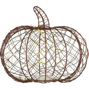 Fall Fest 7" Copper Wire Light-Up Pumpkin – Autumn Tabletop Decor - Exotic Pro