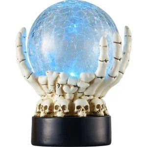 Spooky Village Light-Up Skeleton Hands Globe – Halloween Tabletop Decor - Exotic Pro