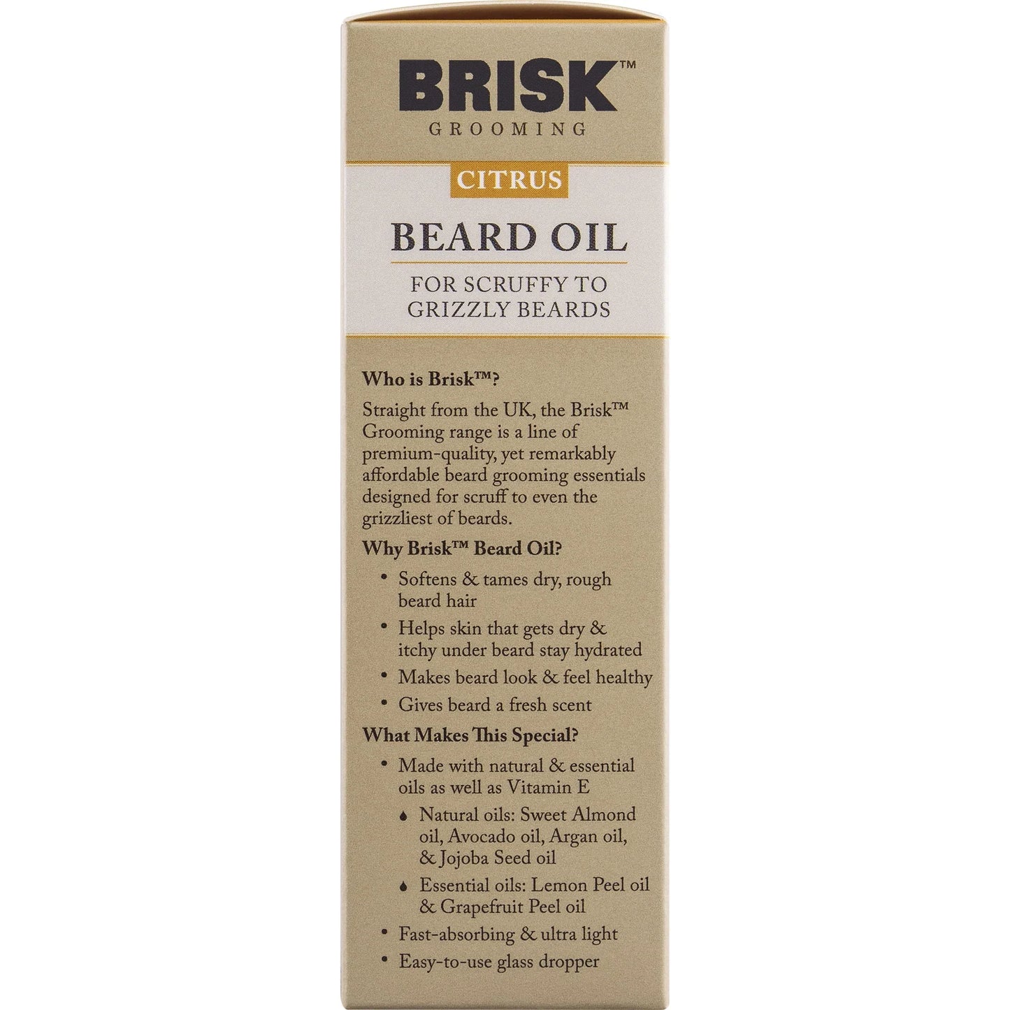 Brisk Grooming Citrus Beard Oil – Hydrating & Softening, 1.7 fl oz - Exotic Pro