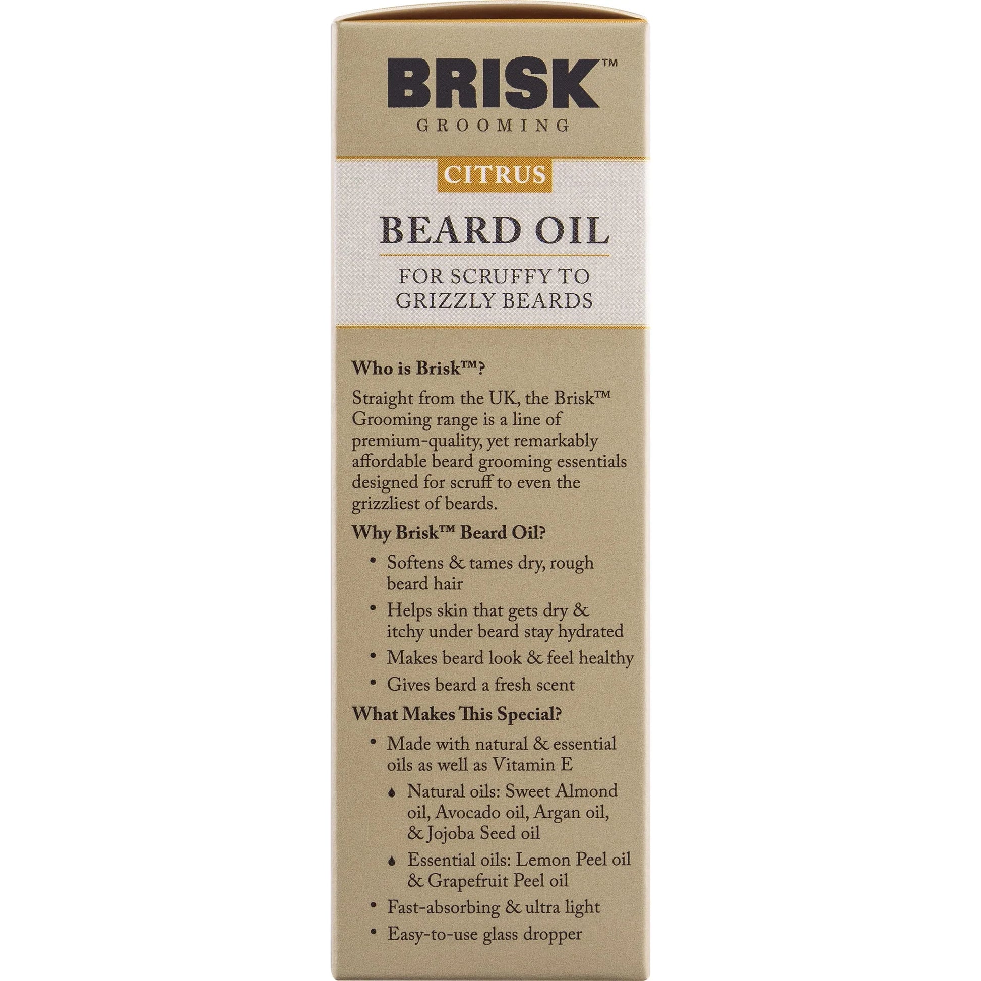Brisk Grooming Citrus Beard Oil – Hydrating & Softening, 1.7 fl oz - Exotic Pro