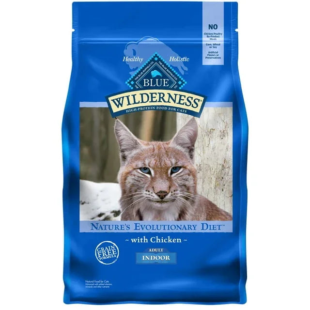 Blue Buffalo Wilderness Nature's Evolutionary Diet High-Protein, Grain-Free Natural Dry Food for Adult Cats, Chicken - 2 lb. Bag - Exotic Pro