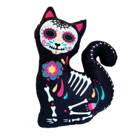 Spooky Village Day of the Dead Cat Pillow – 16.5" Halloween Décor - Exotic Pro