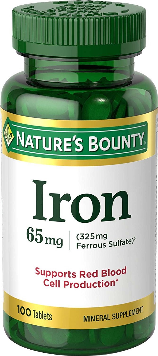 Nature's Bounty Iron Ferrous Sulfate 65 mg – 100 Tablets