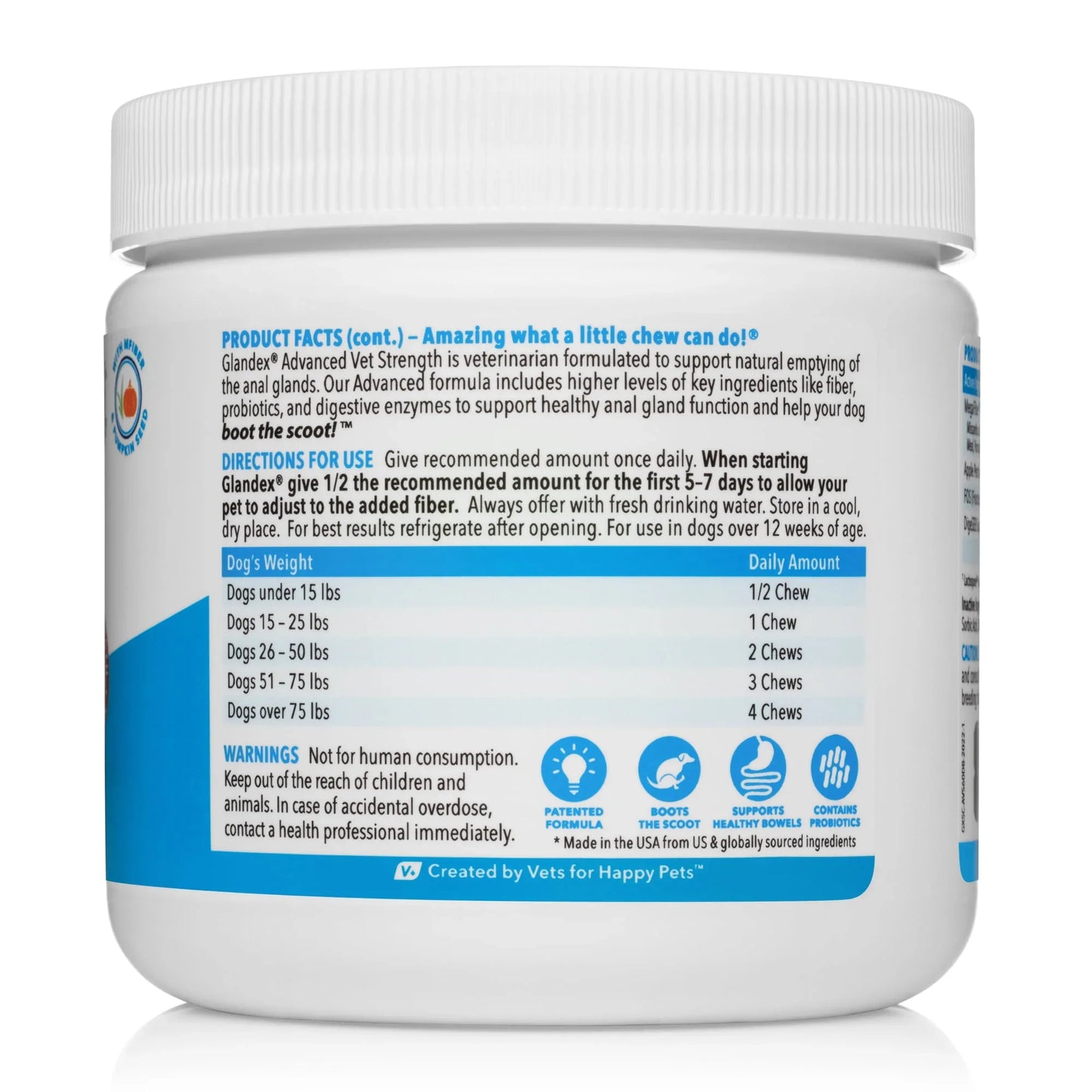 Vetnique Labs Glandex Advanced Vet Strength Soft Chews, Duck & Bacon Flavor, 60ct, 8.5oz - Exotic Pro
