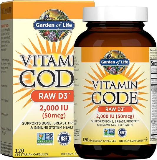 Garden of Life Vitamin D, Vitamin Code Raw D3 - 60 Count