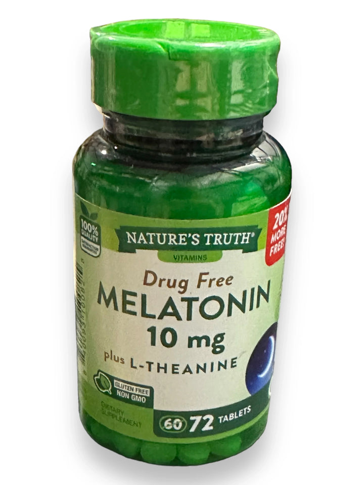 Melatonin 10 mg + L-Theanine | 72 Tablets | Maximum Strength Nighttime Sleep Aid | Vegetarian, Non-GMO, Gluten Free | by Nature&