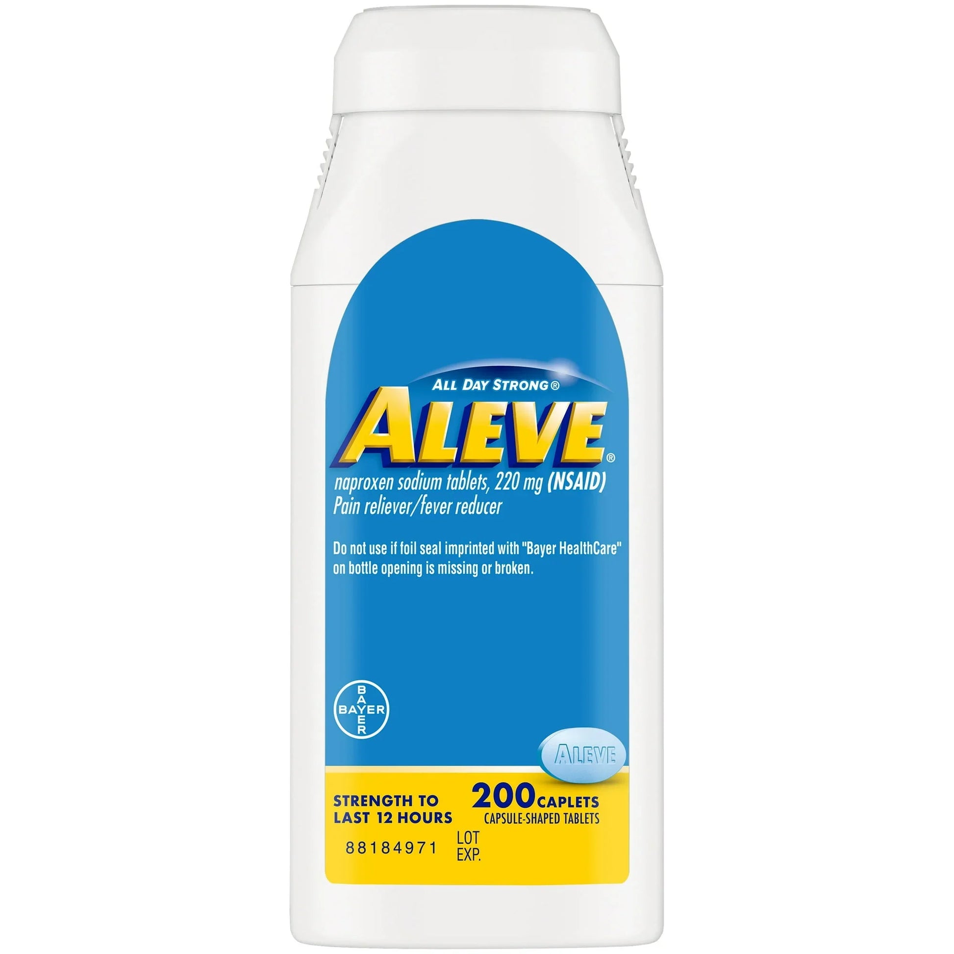 Aleve Pain Reliever & Fever Reducer Caplets with Naproxen – 200 Count - Exotic Pro