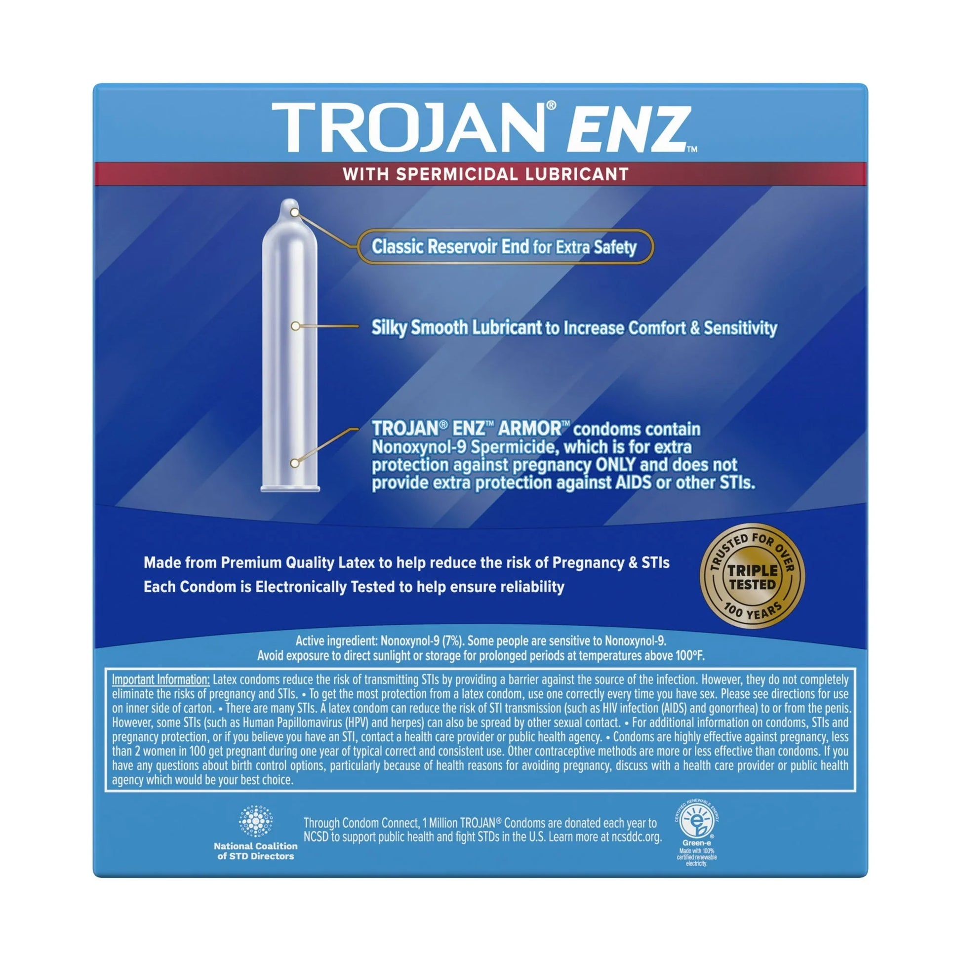Trojan ENZ Armor Condoms 36 Ct | Spermicidal Lubricated for Extra Protection - Exotic Pro