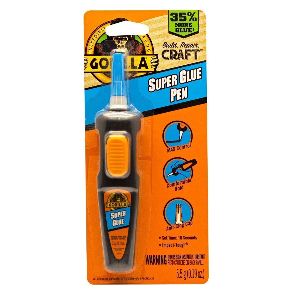 Gorilla Super Glue Pen – Clear Fast-Drying Adhesive 5.5g