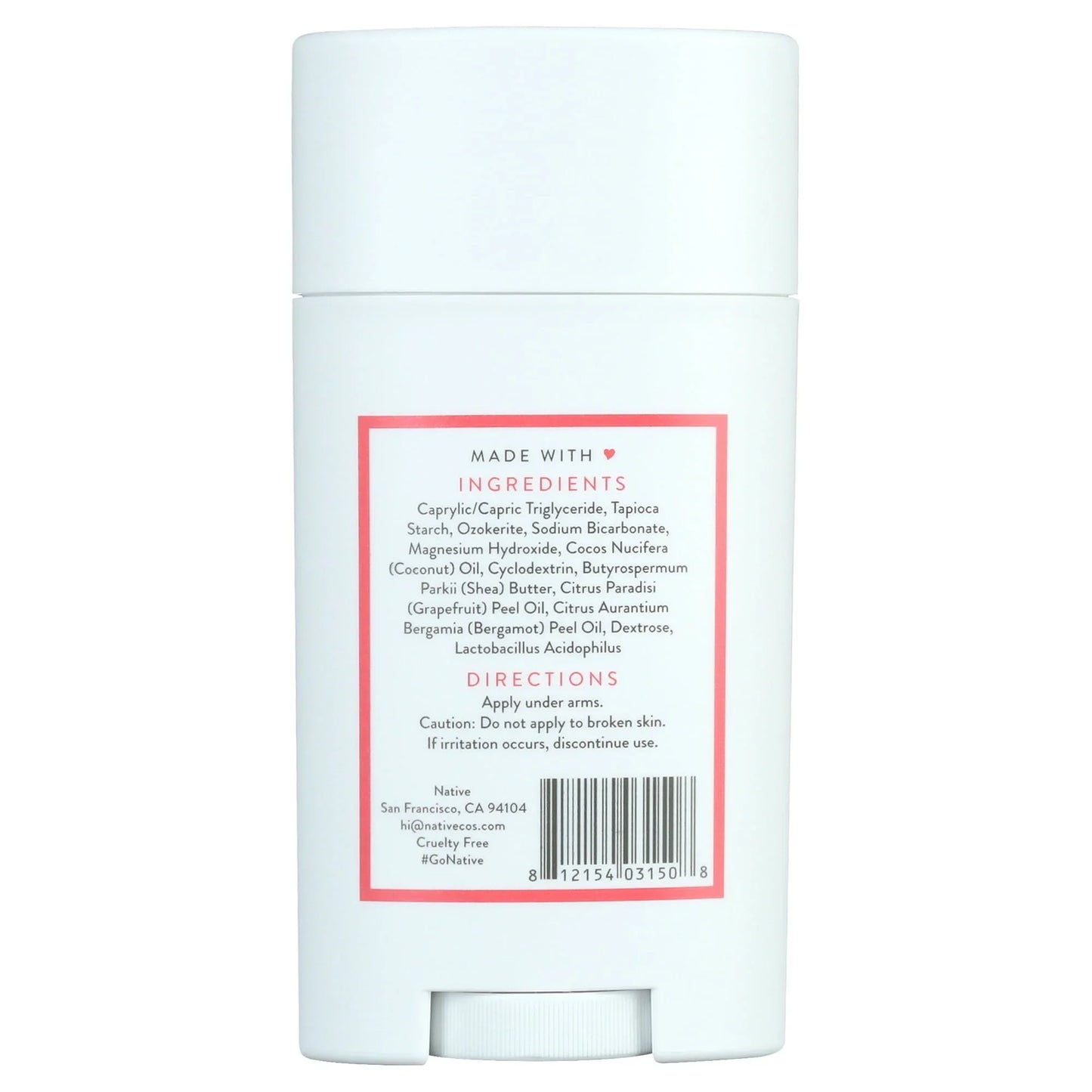 Native Deodorant Grapefruit &amp; Bergamot - Aluminum & Paraben Free - 2.65 oz - Exotic Pro