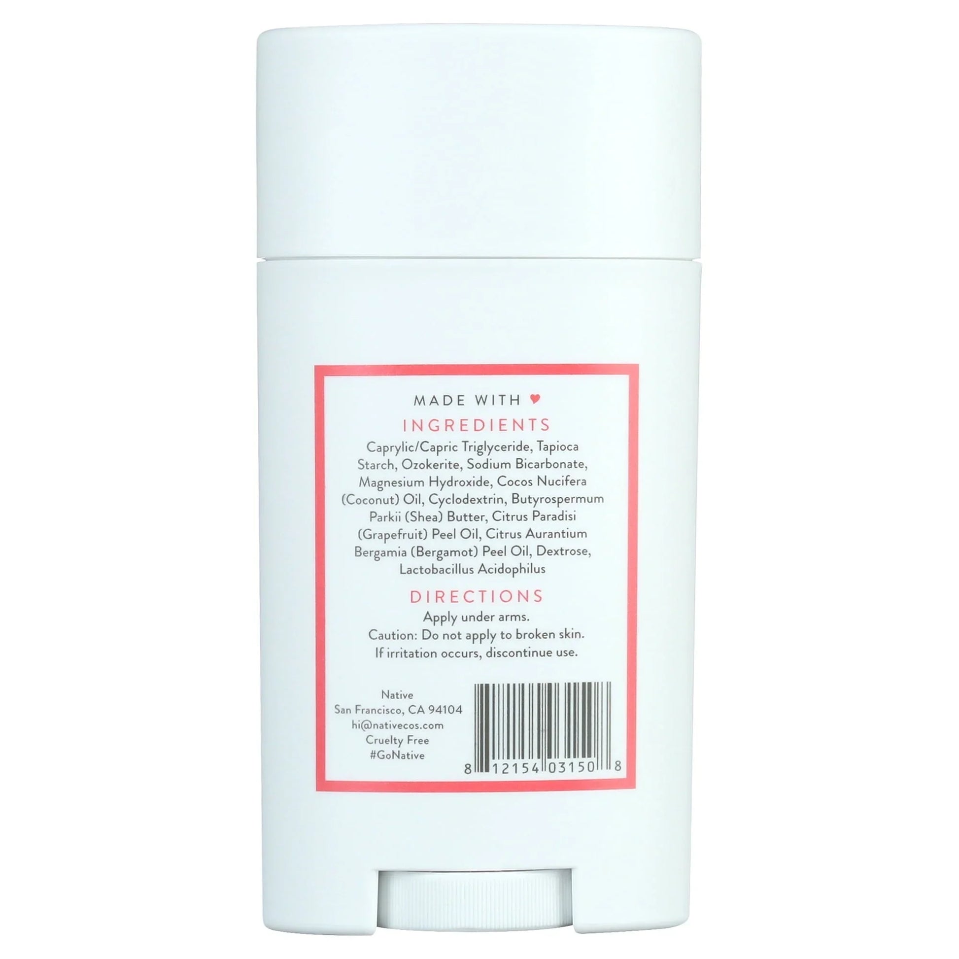 Native Deodorant Grapefruit &amp; Bergamot - Aluminum & Paraben Free - 2.65 oz - Exotic Pro