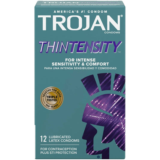 TROJAN Thintensity Ultrasmooth Lubricated Condoms - 12 Count - Exotic Pro