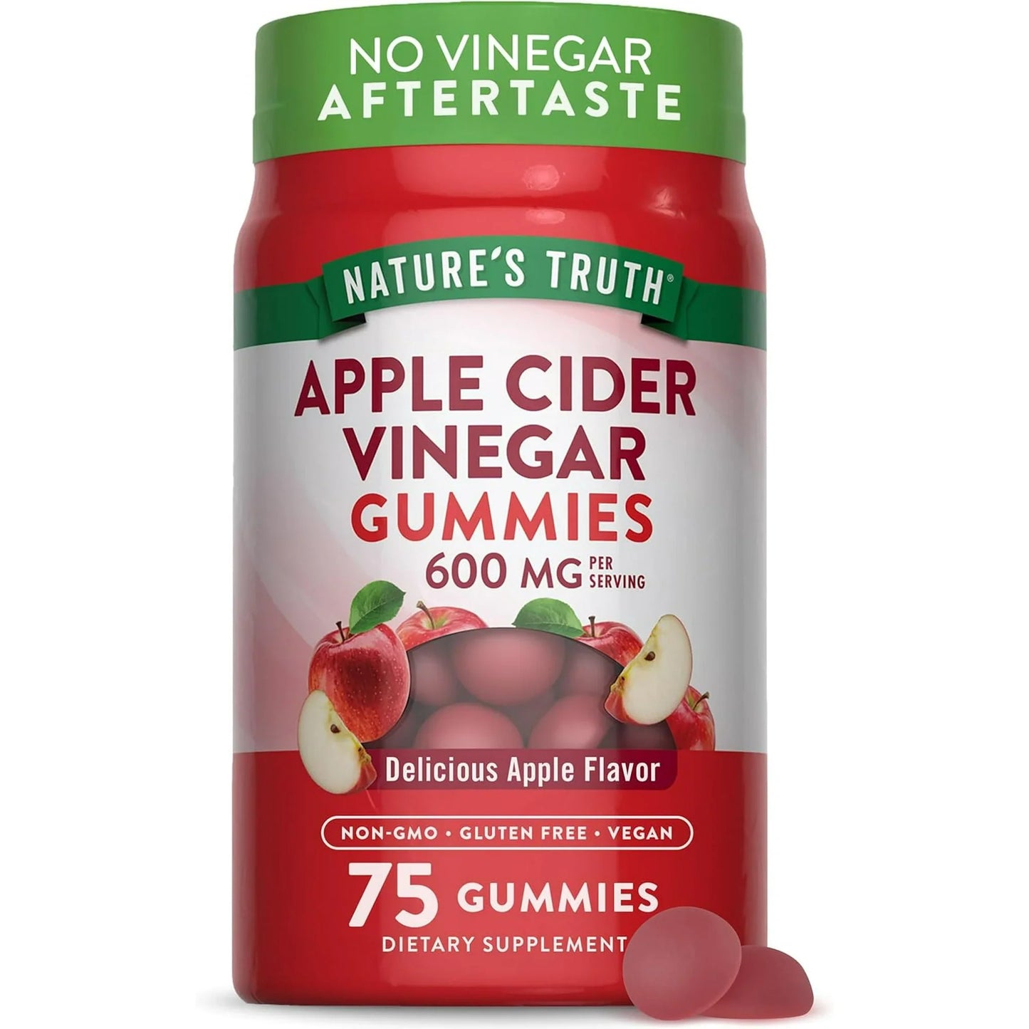 Apple Cider Vinegar Gummies | 600 mg | 75 Gummies | Apple Flavor | Vegan, Non-GMO, Gluten Free | by Nature's Truth - Exotic Pro