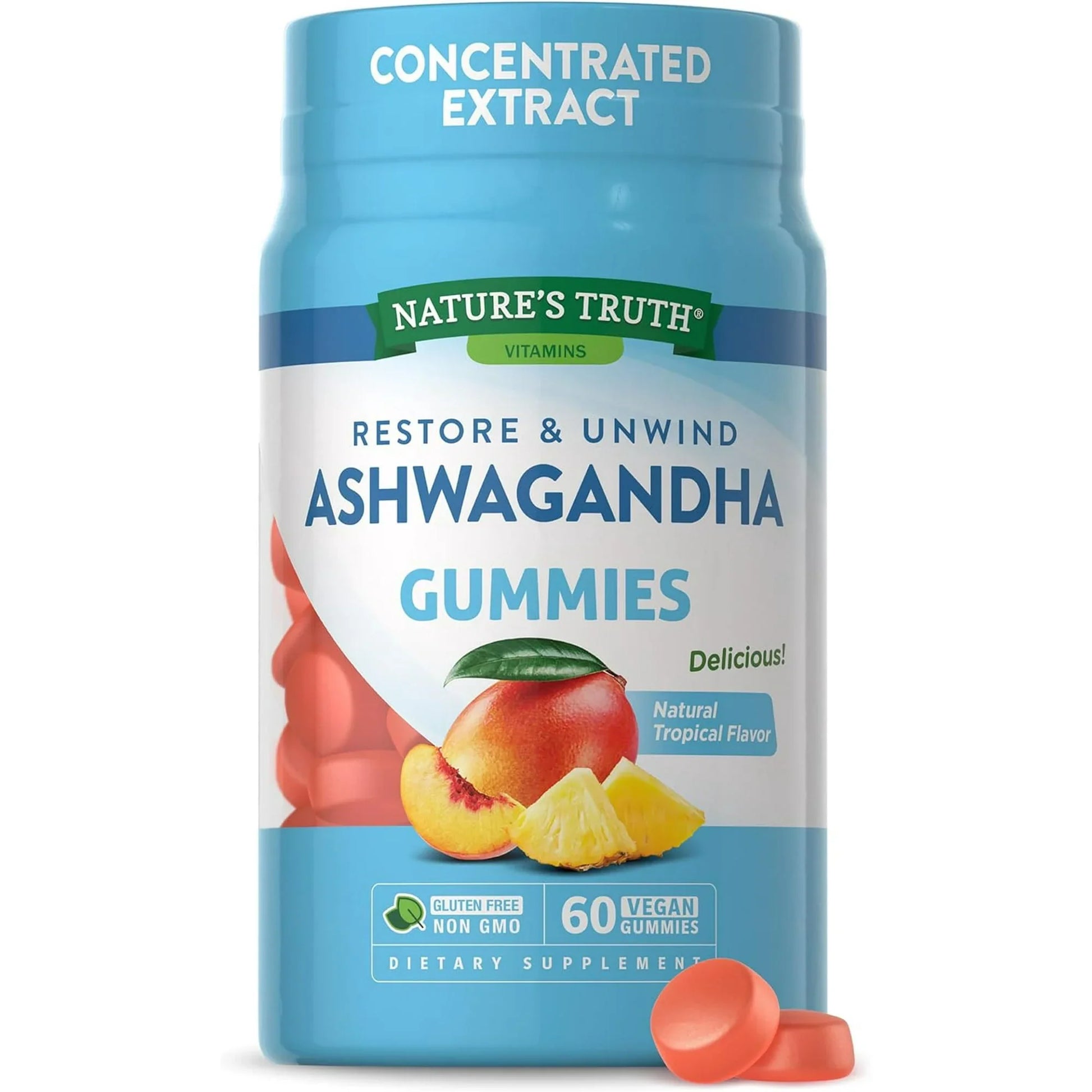 Ashwagandha Gummies | Vegan, Non-GMO, & Gluten Free | 60 Tropical Flavor Gummies | by Natures Truth (4.5) 4.5 stars out of 90 reviews - Exotic Pro