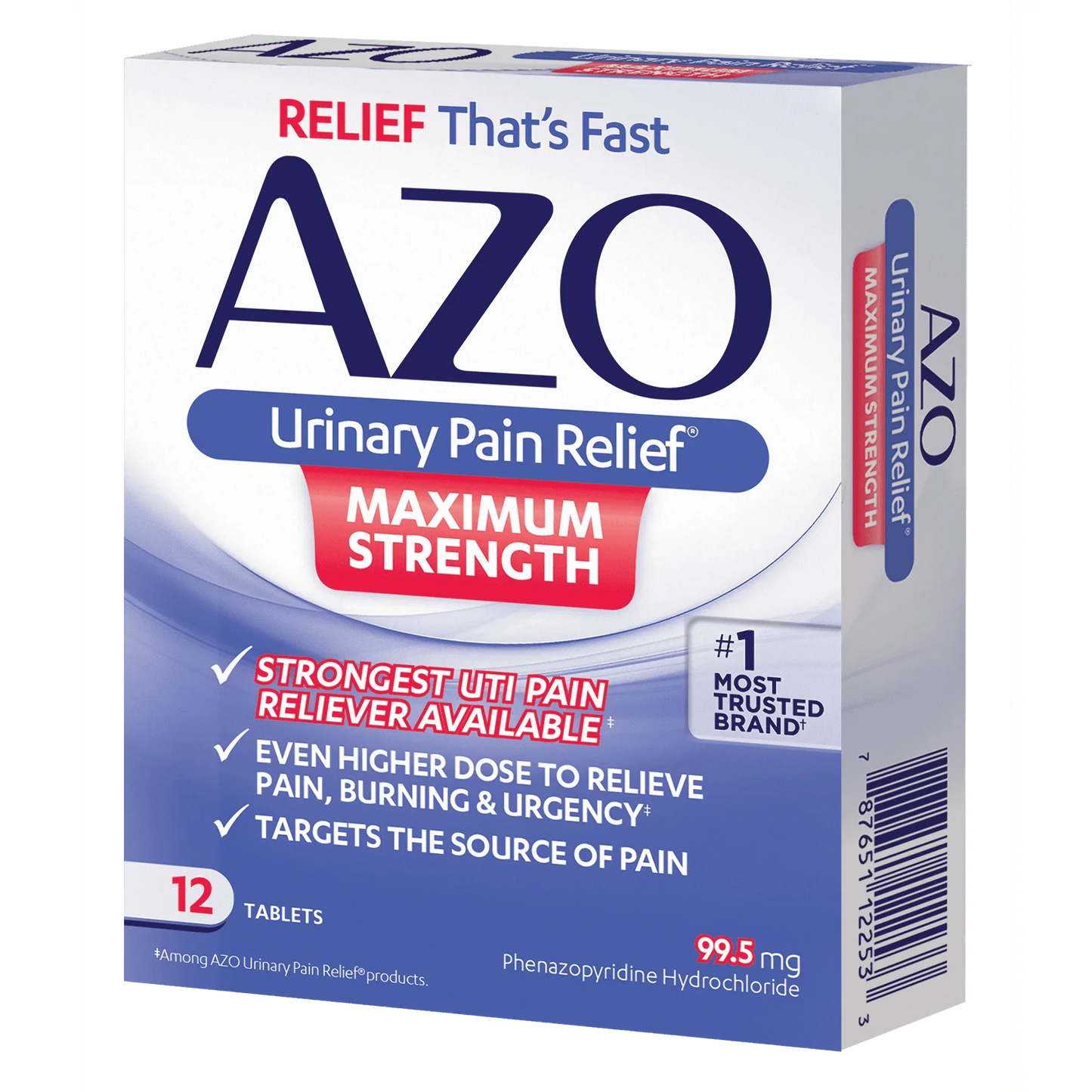 AZO Standard Maximum Strength Urinary Pain Relief Tablets, 12 Count - Exotic Pro