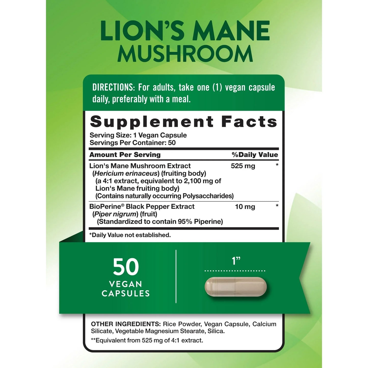 Nature’s Truth Lion’s Mane Mushroom 2100mg Supplement – 50 Capsules - Exotic Pro