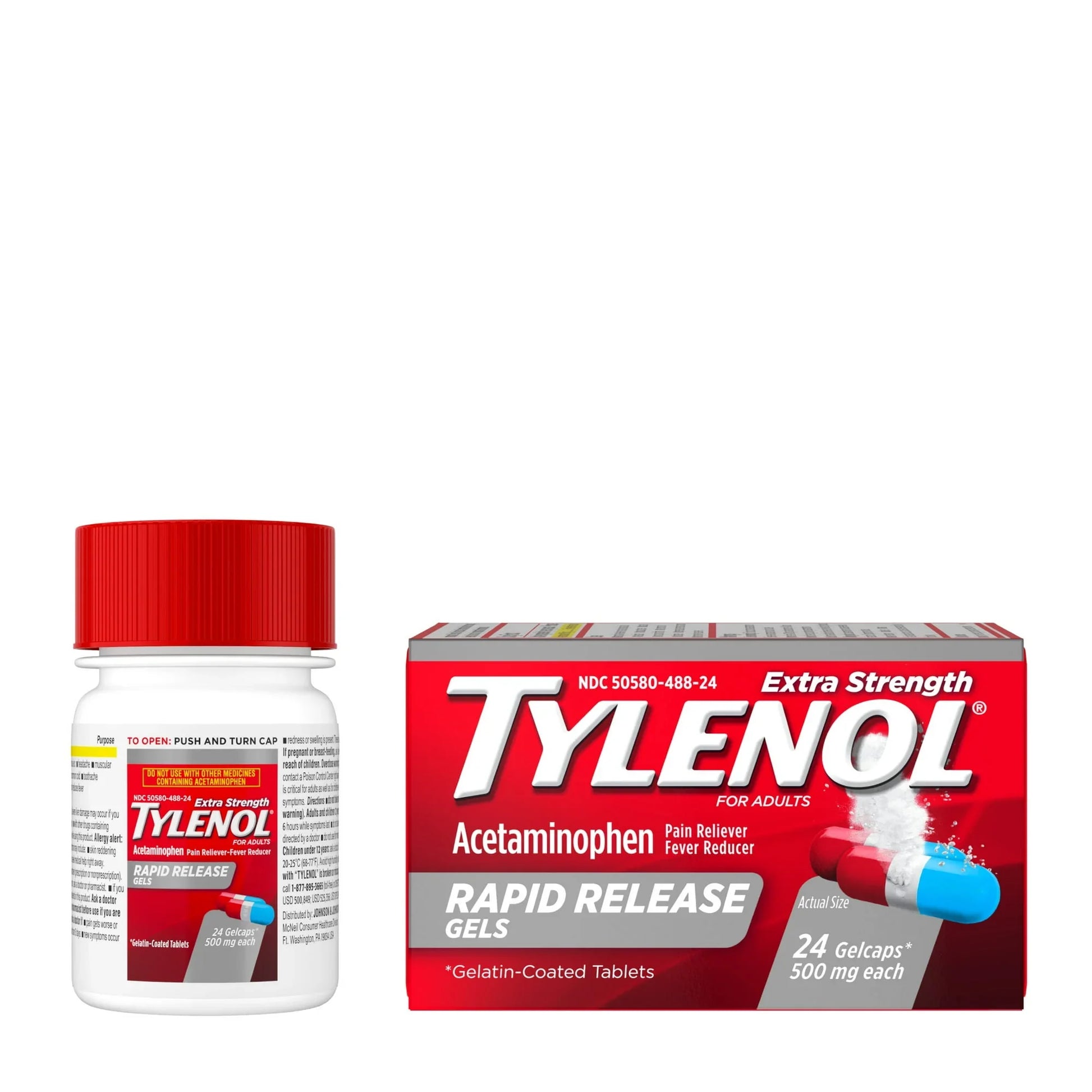 Tylenol Extra Strength Rapid Release Gels 500mg Acetaminophen – 24 Ct - Exotic Pro