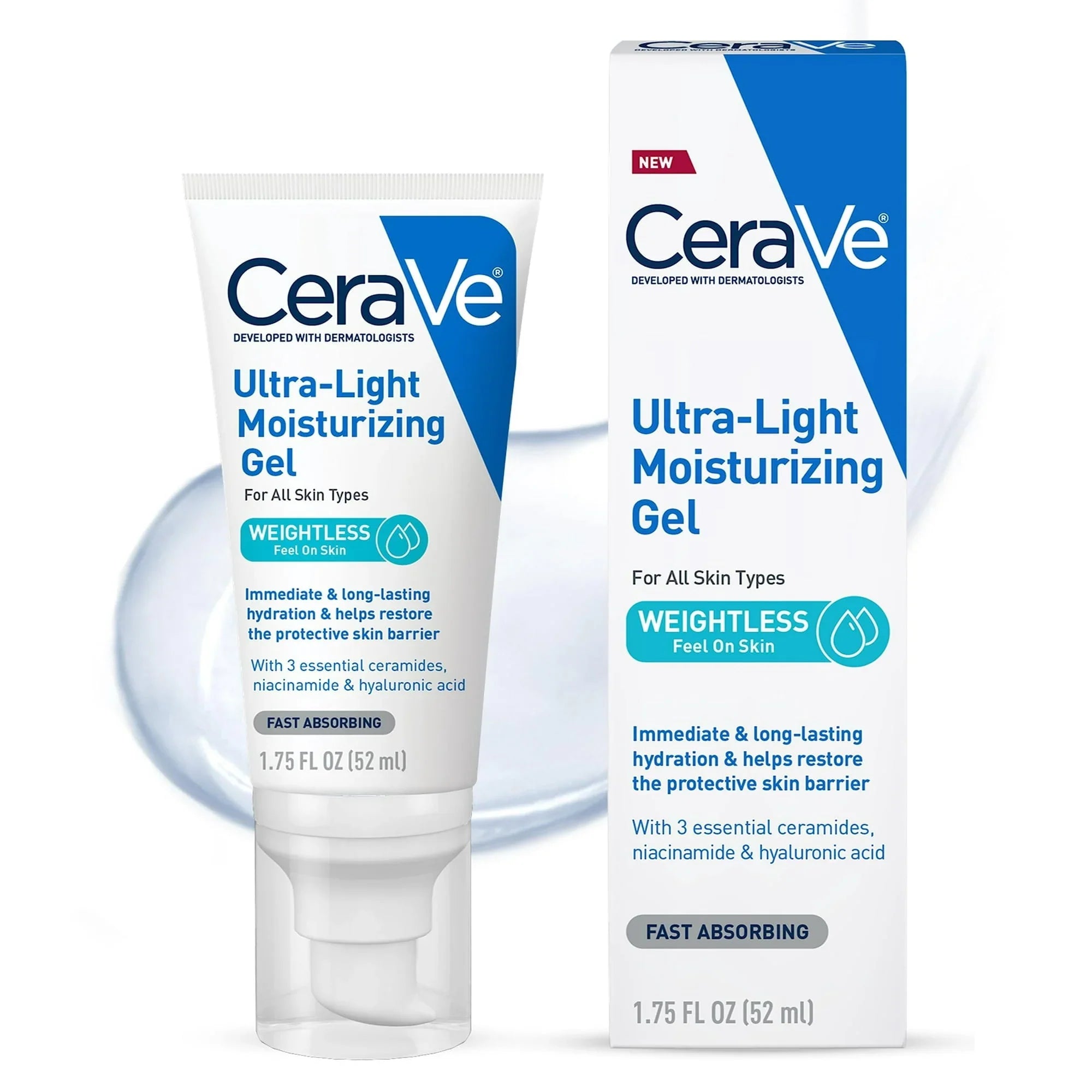 CeraVe Ultra-Light Gel Moisturizer Hyaluronic Acid Niacinamide 1.75 fl oz - Exotic Pro