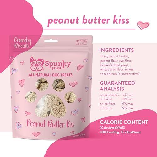 Spunky Pup Peanut Butter Kiss Crunchy Dog Treats, 10 oz - Exotic Pro