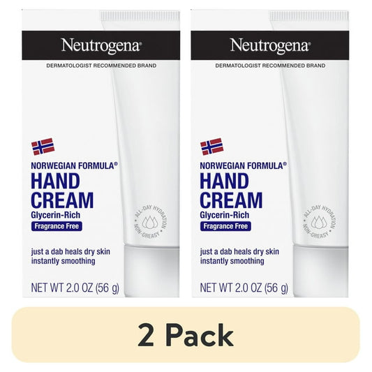 Neutrogena Norwegian Formula Dry Hand & Body Cream, Fragrance-Free, 2 oz (Pack of 2)