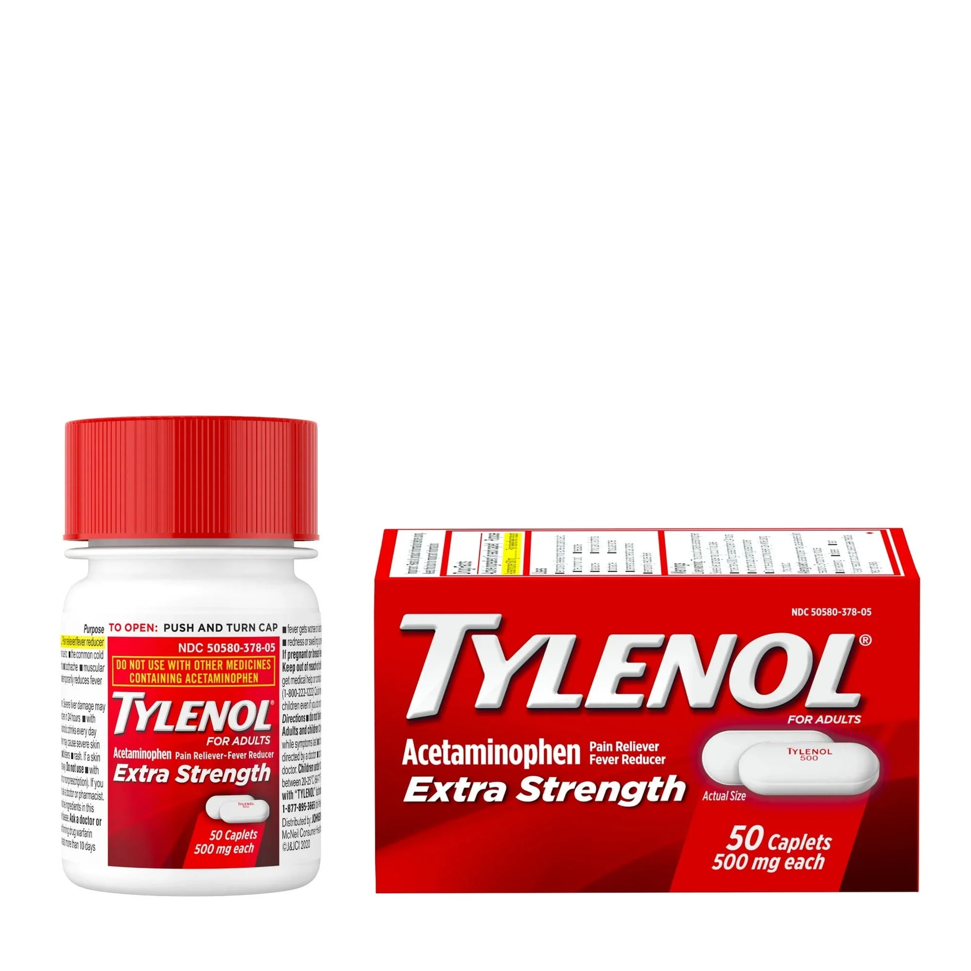Tylenol Extra Strength 500mg Acetaminophen Caplets – 50 Count - Exotic Pro