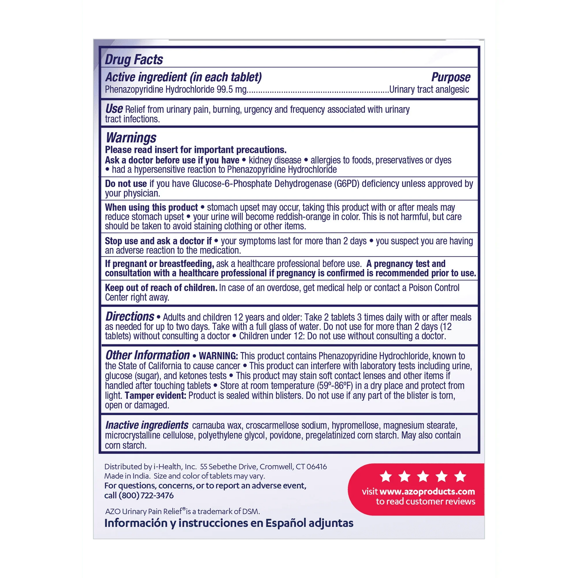 AZO Standard Maximum Strength Urinary Pain Relief Tablets, 12 Count - Exotic Pro