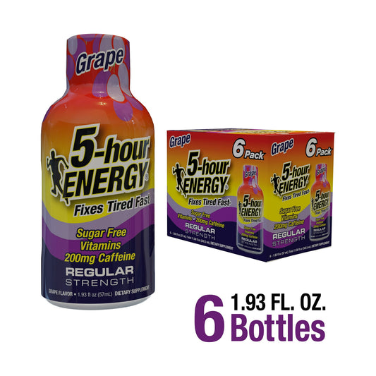 5-hour ENERGY Shot, Regular Strength, Grape Flavor, 6 Count Pack
