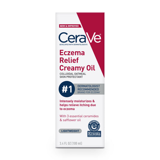 CeraVe Eczema Relief Creamy Body Oil for Itchy Dry Skin | Colloidal Oatmeal, 3.4 oz