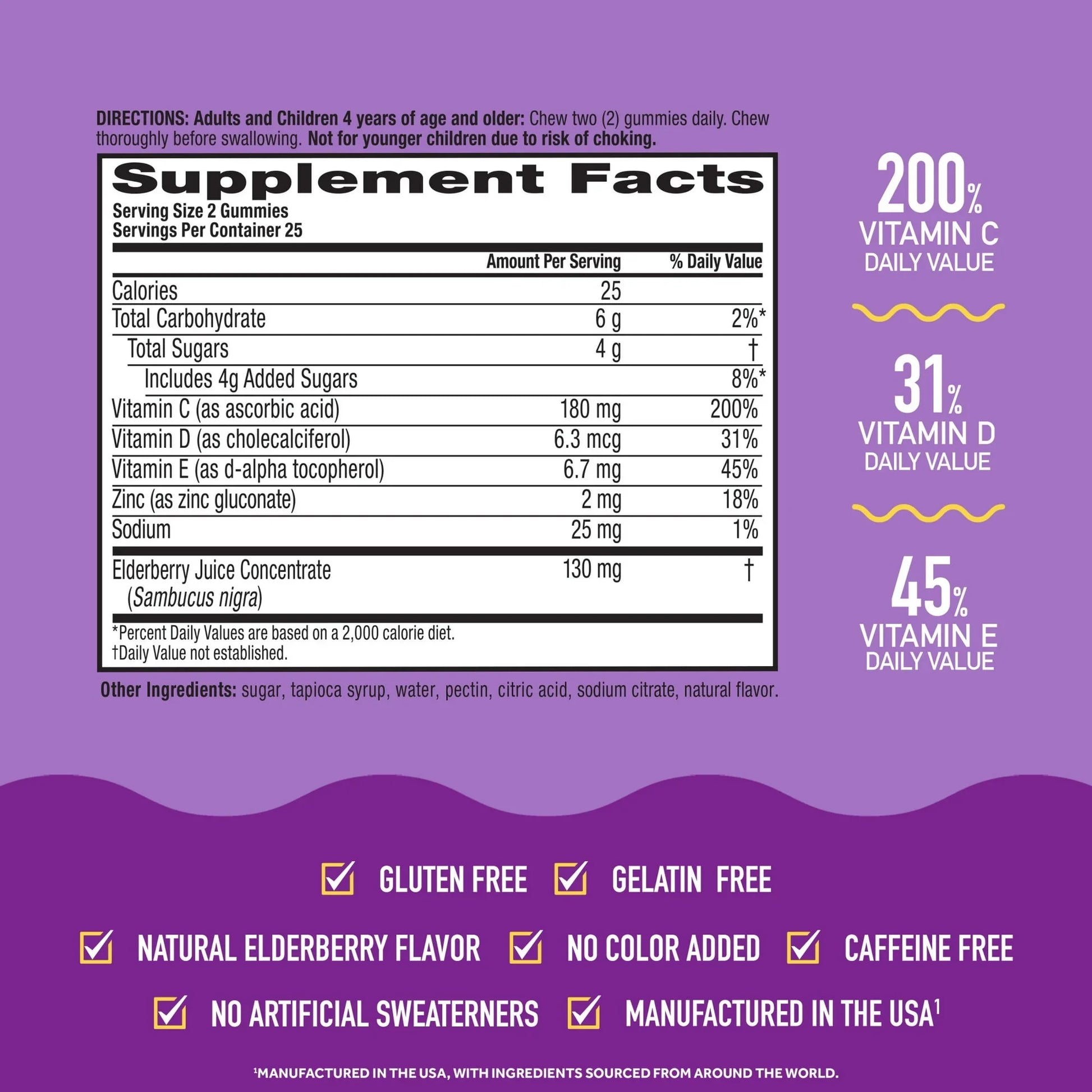 Airborne Immune Support Gummies with Vitamin C & Zinc, Elderberry, 50 Ct - Exotic Pro