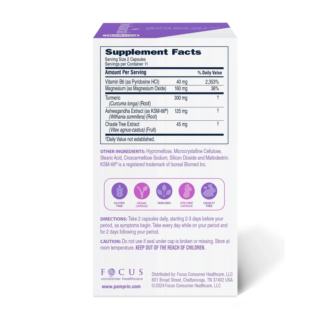 Pamprin Botanicals PMS &amp; Period Support Supplement – 22 Ct - Exotic Pro