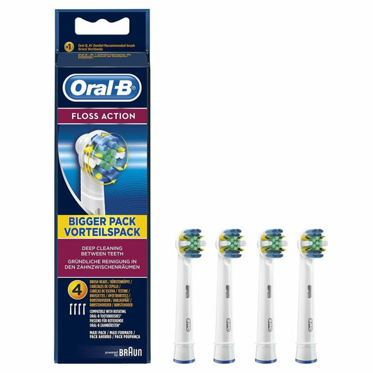 Flossing Action Replacement Toothbrush Heads Compatible With Oral-B, 4 Count