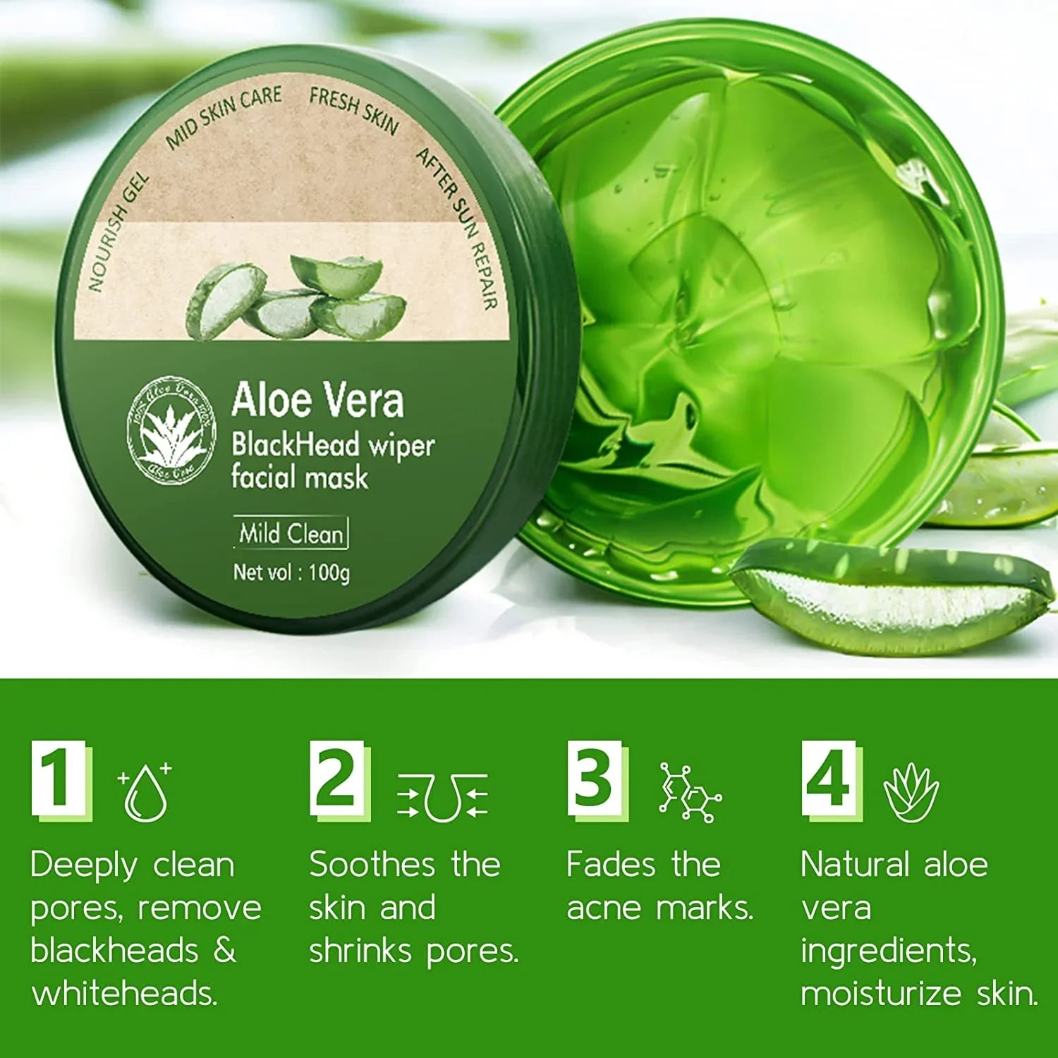 Aloe Vera Blackhead Wiper Facial Mask Mild Clean 100g - Exotic Pro