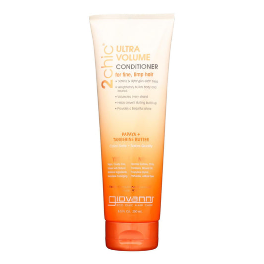 GIOVANNI 2chic Ultra-Volume Conditioner - Daily Volumizing Formula with Papaya &amp; Tangerine Butter, Promotes Weightless Control for Thin Hair, No Parabens, Color Safe - 8.5 oz