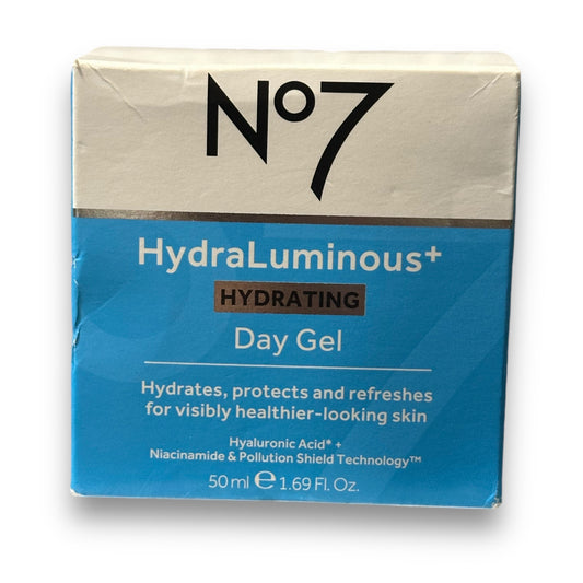 No7 HydraLuminous+ Hydrating Day Gel Moisturizer – Hyaluronic Acid &amp; Vitamin B3 (1.69 FL OZ / 50 ML)