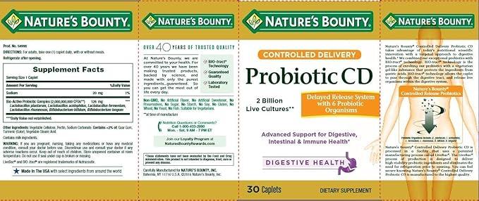 Nature's Bounty Controlled Delivery Probiotic CD Caplets - 30 Count - Exotic Pro