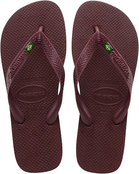Havaianas Men's Brazil Logo Flip Flops - Sandals for Swimming Pools (Grape Wine, Size 11-12) - Exotic Pro