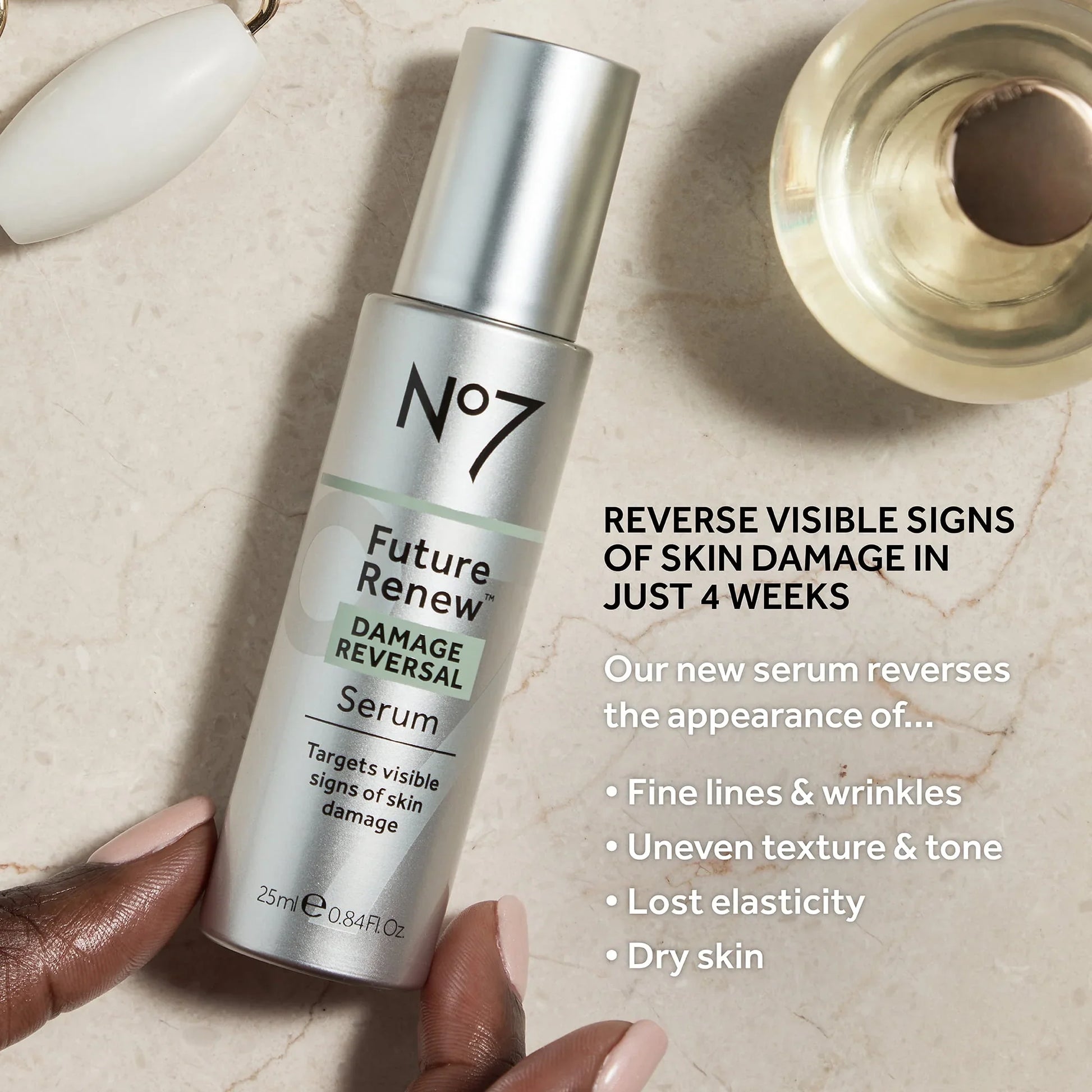 No7 Future Renew Damage Reversal Facial Serum with Peptides & Hyaluronic Acid, All Skin Types, 0.84 oz - Exotic Pro