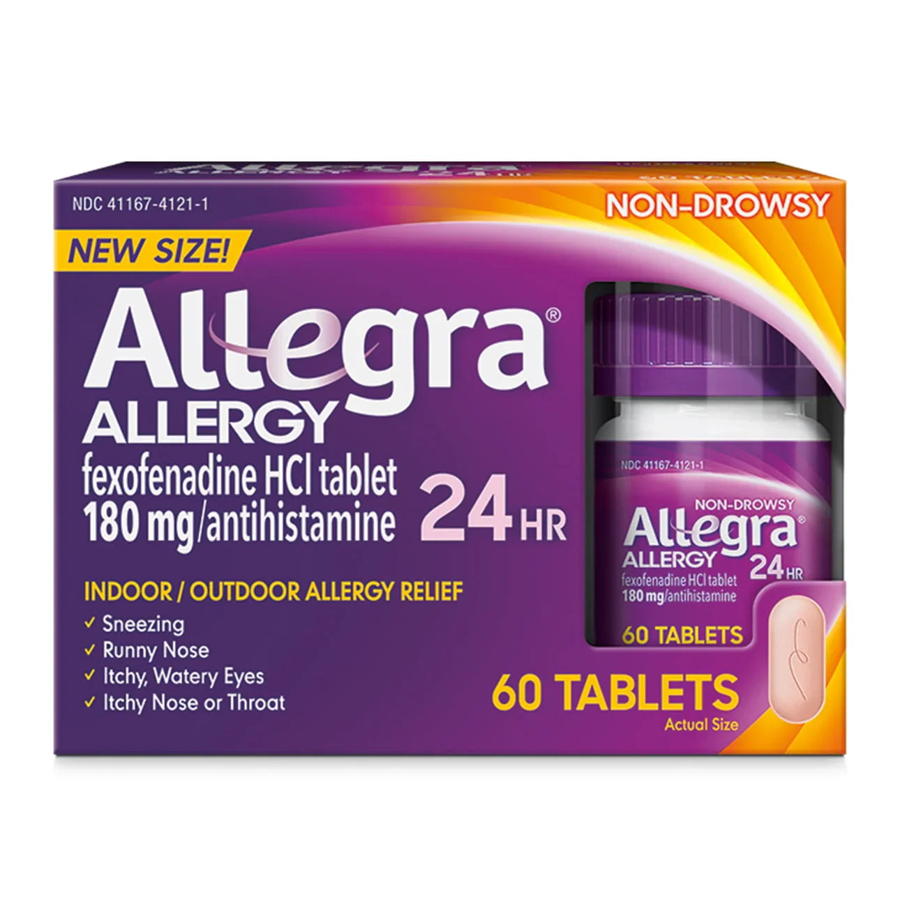 Allegra Adult 24HR Non-Drowsy Allergy Symptom Relief Tablets, 60 Ct - Exotic Pro