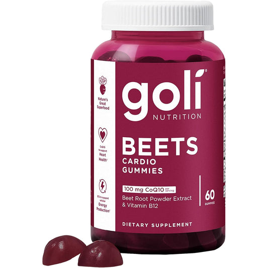 Goli Beets Cardio Gummies Nutritional Supplement, 100mg CoQ10 & Beet Root Extract, 60 Count