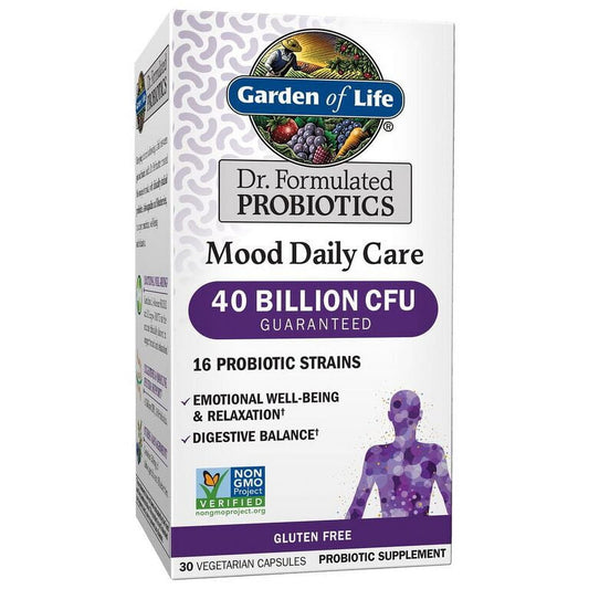 Garden of Life Mood Probiotics - 40 Billion CFU, Stress Support, 30 Ct