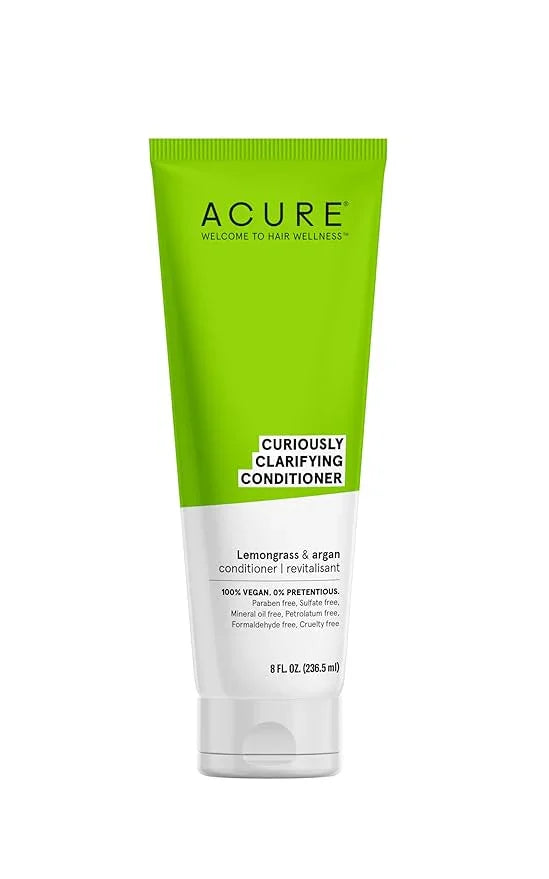 Acure Curiously Clarifying Conditioner Argan Gently Cleanses, Removes Buildup, Boost Shine Replenishes Moisture Lemongrass 8 Fl Oz - Exotic Pro
